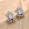 Flower Brass Clear Cubic Zirconia Stud Earrings EJEW-R025-22P-2