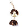 Wire Wrapped Chips Natural Tiger Eye Big Pendant Decorations HJEW-H057-03C-2
