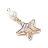 4Pcs 4 Styles Brass Enamel Imitation Abalone Shell Pendants PALLOY-JF04291-4