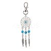 Woven Net/Web with Feather Alloy Pendant Decorations HJEW-JM02138-4