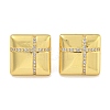 Rack Plating Brass Micro Pave Clear Cubic Zirconia Stud Earrings EJEW-I313-10G-02-1