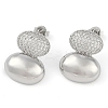 Oval Clear Cubic Zirconia Stud Earrings EJEW-Q387-04P-2