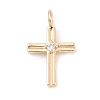 Brass Pave Clear Cubic Zirconia Pendants KK-Q096-07B-G-1