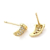 Rack Plating Brass Horn Stud Earrings with Cubic Zirconia EJEW-D061-30G-2