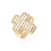 Adjustable Brass Micro Pave Cubic Zirconia Cuff Rings for Women RJEW-B139-03G-4