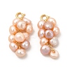 Natural Pearl Cluster Brass Spring Ring Clasp Charms KK-I697-08G-2