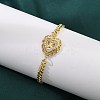 Brass Micro Pave Clear Cubic Zirconia Link Bracelets BJEW-Z082-03G-03-3