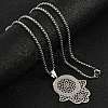 201 Stainless Steel Hollow Religion Hamsa Hand Pendant Necklaces NJEW-M086-01P-5