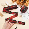 6.8M Flat Ethnic Style Polyester Jacquard Flower Ribbon OCOR-WH0082-133B-3