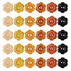 120Pcs 6 Colors 2-Hole Wood Flower Buttons BUTT-TA0001-40C-2