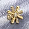 Brass Micro Pave Clear Cubic Zirconia Cuff Rings for Women RJEW-H248-02G-1