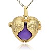 Golden Tone Brass Hollow Heart Cage Pendants KK-J241-04G-1