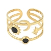 Ion Plating(IP) 304 Stainless Steel Enamel Cuff Finger Rings RJEW-L107-037G-02-2