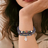 1Pc Leater Braided Multi-strand Bracelet with Alloy Musical Note Charms MUSI-LP0001-01A-1
