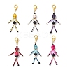 6Pcs Skull Synthetic Turquoise & Glass Seed Bead Pendants Decorations HJEW-MZ00276-S-1
