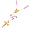 Ion Plating(IP) Crucifix Cross 304 Stainless Steel Rosary Bead Necklaces NJEW-M075-03G-04-2