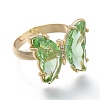 Adjustable Brass Glass Finger Rings RJEW-P148-A01-05-2