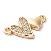 Brass Micro Pave Clear Cubic Zirconia Connector Charms KK-G503-33G-2