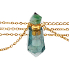 1Pc Natural Fluorite Faceted Hexagonal Prism Perfume Bottle Pendant Necklaces NJEW-FH0001-24-4