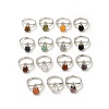 Gemstone Teardrop Adjustable Rings RJEW-G264-01P-1