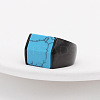 Rectangle Synthetic Turquoise Finger Ring FIND-PW0021-08A-EB-1