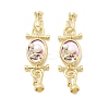 Brass Natural Pearl Fold Over Clasps KK-U059-21G-1