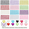 AHADERMAKER 12 Sheets 12 Colors Heart Adhesive Acrylic Rhinestone Stickers STIC-GA0001-05-2