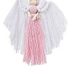 Angel Wood & Cotton Threads Pendant Decoration HJEW-JM02406-02-4