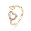 Brass Micro Pave Cubic Zirconia Cuff Rings for Women KK-T071-73G-4