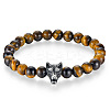 Natural Yellow Tiger Eye Round Beads Stretch Bracelets GX4773-3-1