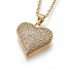 Brass Micro Pave Cubic Zirconia Pendant Necklaces NJEW-L146-11G-1