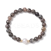Natural Syenite & Cultured Freshwater Pearl Round Beaded Stretch Bracelets for Women BJEW-JB13321-01-2