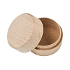 1Pc Round Beechwood Jewelry Storage Gift Box with Lid CON-YW0001-85-1