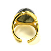 Teardrop Natural Labradorite Open Cuff Rings RJEW-C087-01G-05-3