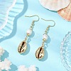 Natural Freshwater Pearl & Electroplated Shell Dangle Earrings for Women EJEW-JE06205-2