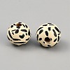 Cow Skin Print Wood European Beads WOOD-WH0029-126D-2