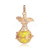 Golden Plated Brass Hollow Round Cage Pendants KK-J251-04G-2