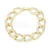 Brass Micro Pave Clear Cubic Zirconia Curb Chain Bracelets for Women BJEW-A034-04B-G-2