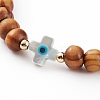 Natural Wood Beads Stretch Bracelets BJEW-JB05848-02-2