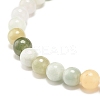 Natural Jadeite Round Beaded Stretch Bracelet BJEW-JB07572-01-4