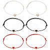 6Pcs 3 Style Alloy Enamel Heart Braided Bead Bracelets Set BJEW-TA0001-13-1