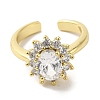Rack Plating Brass Micro Pave Cubic Zirconia Cuff Rings RJEW-H228-01G-01-2