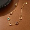 304 Stainless Steel Pave Colorful Cubic Zirconia Rhombus Heart Link Bracelets for Women WG7C819-01-3