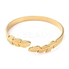 304 Stainless Steel Feather Shape Cuff Bangles BJEW-F457-27G-1