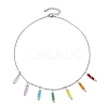 Colorful Glass & Round Shell Pearl Beaded Charms Bib Necklace NJEW-JN04628-4