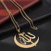 201 Stainless Steel Moon & Arabic Pendants Box Chain Necklaces for Women Men NJEW-R013-02G-3