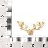 Brass Pave Clear Cubic Zirconia Flower with Deer Horn Links Connector Charms KK-M294-10G-3