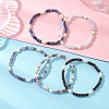 Natural Mixed Gemstone Cube Beads Stretch Bracelets for Women BJEW-JB13176-1