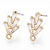 Brass Cubic Zirconia Ear Studs MAK-T011-04G-1