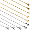12Pcs 2 Colors 304 Stainless Steel Round Snake Chain Necklaces Set NJEW-SC0001-19-1